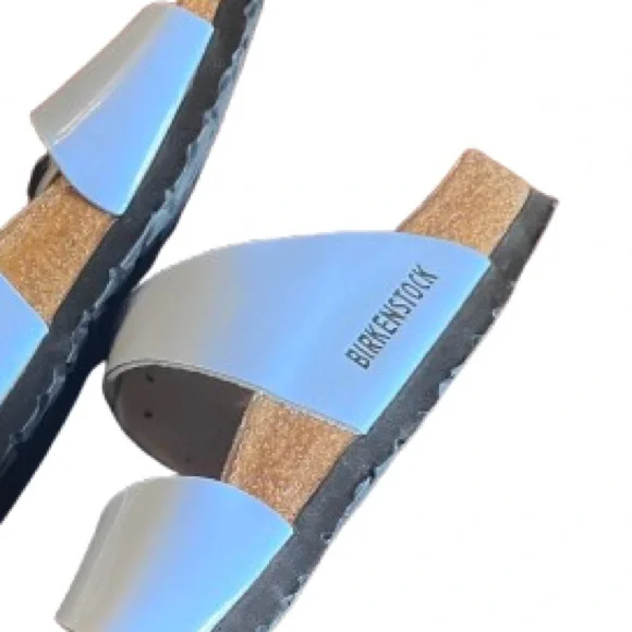 Birkenstock Sydney Luxe Buckle Sandals Patent Baby Blue Size 40 VGUC - Picture 2 of 5